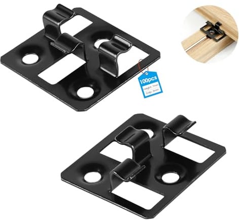 SUPAWAY 100 pièces Attaches pour lames de terrasse WPC en acier inoxydable, Cclips cachés, entretoises pour Fixation de lames de terrasse (Noir, écart 3mm, hauteur 7mm)