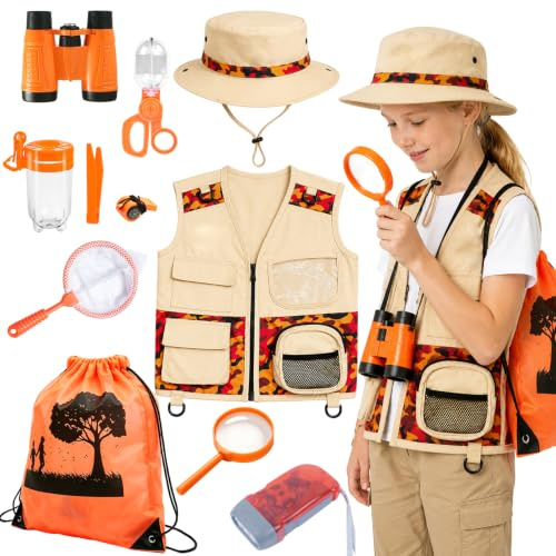 Explorer Costume Kids 11 Pcs Kids Bug Explorer Kit Safari Costume kid 3-9Y