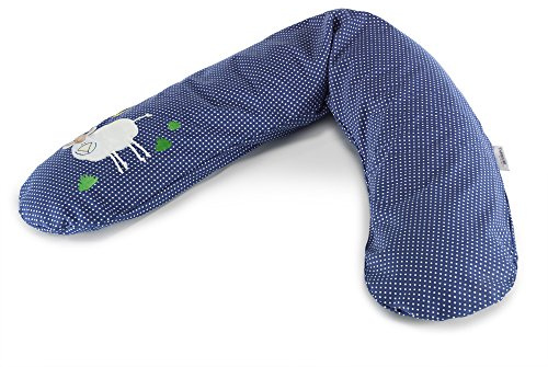 Das Original Theraline Stillkissen | 190 cm | Polyester Hohlfaser Füllung | inklusive Bezug Punkte marine Schaf