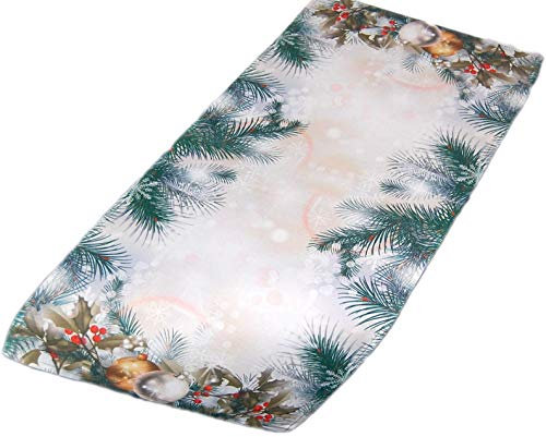 Bezaubernde Tischdecke Läufer Tannenzweige grün Weihnachten Weihnachtsdecke Digitaldruck (Tischläufer 40x85 cm)