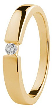 Ardeo Aurum Damenring aus 585 Gold Gelbgold mit 0,07 ct Diamant Brillant Spannfasssung Verlobungsring Solitär