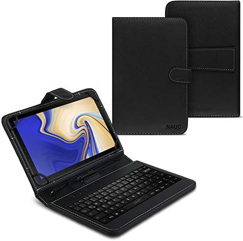 UC-Express NAUC Hülle Tasche Keyboard Case für Samsung Galaxy Tab S4 10.5 Zoll Tastatur QWERTZ Standfunktion Micro USB