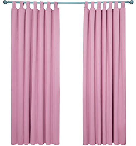 Deconovo Verdunkelungsvorhang Schlaufen Gardinen Kinderzimmer Thermogardine Schlaufen, 214x132 cm(HöhexBreite), Rosa, 2er Set