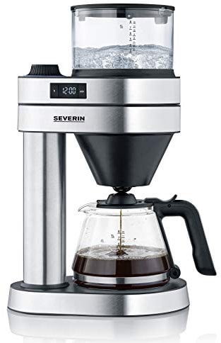 SEVERIN Filterkaffeemaschine Caprice, wie von Hand aufgebrüht mit dem Kaffeebereiter für bis zu 8 Tassen, Kaffeemaschine mit Timer, Edelstahl-gebürstet/schwarz-matt, KA 5760