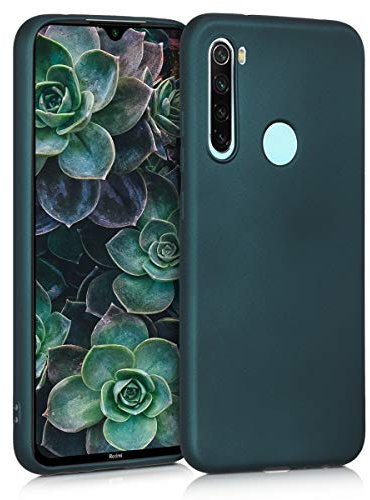 kwmobile Case kompatibel mit Xiaomi Redmi Note 8 (2019/2021) Hülle - Schutzhülle aus Silikon metallisch schimmernd - Handyhülle Metallic Petrol