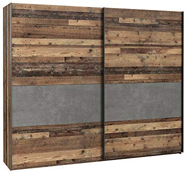 moebel-eins Cassia Schwebetürenschrank, Material Dekorspanplatte, vintagefarbig/betonfarbig