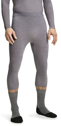 FALKE Men's Wool-Tech Light 3/4 M Ti Functional Yarn Quick Dry Base Layer Bottom 1 Piece, Grey Grey-Heather 3757-O, M