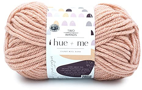 Lion Brand Hue + Me Garn zum Stricken, Häkeln und Basteln, sperrig und dick, weiches Acryl- und Wollgarn, Rosenwasser (1er-Pack)