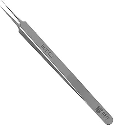 Pinzas de acero inoxidable, pinzas de a-lta precisión súper finas para huellas dactilares, pinzas de laboratorio extrafinas con punta curva, pinzas industriales para instalación y mantenimiento (Q3)