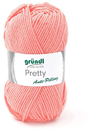 Gründl Wolle Pretty, 100g/166 m, Allroundgarn zum Häkeln und Stricken,100% Polyacryl,NS 5-6,wollartiger Charakter,weich u. pflegeleicht,Anti Pilling, (03 koralle)