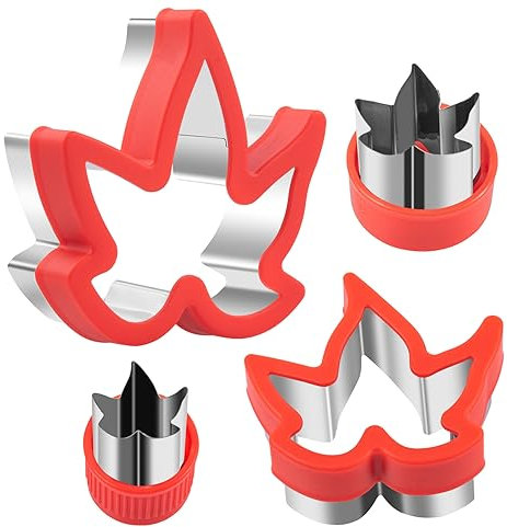 ETERSION Ausstechformen mit Ahornblatt, 4 Stück, 4 Größen, 2,5 cm bis 10,2 cm, Blatt-Ausstechformen, Herbst-Ausstechformen