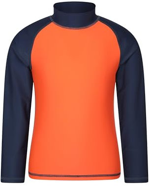 Mountain Warehouse Kids Rash Vest - UV Protection Rash Guard, Long Sleeves Childrens Rash Shirt, Flat Seams, Quick Drying, Stretch Fabric - Ideal for Swimming, Burnt Orange Kids Size 11-12 Years