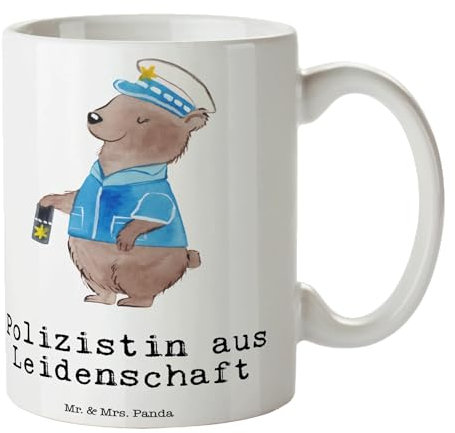 Mr. & Mrs. Panda Tasse Polizistin Leidenschaft - Geschenk, Kaffeetassen, Polizeibeamtin, Beruf, Teebecher, Polizei, Rente, Cop, Wachfrau, Studium,