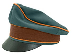 militaryharbor WW2 German Gendarmerie Gabardine Crusher Visor Cap, Blau Grün Grau, 59