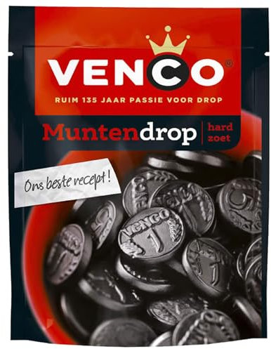 Venco Muntendrop 235g I Kräftige süße Lakritztaler aus den Niederlanden I Holländische Muntdrop I Lakritz Taler I Zoete Stevige Drop aus Holland.