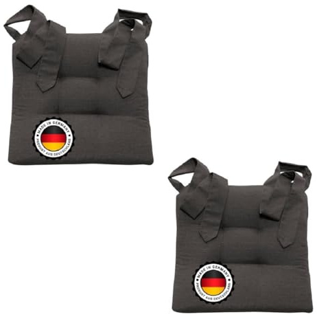 Bonvionn Zwei Stuhlkissen Sitzkissen Schleifenband Auflage Polster Stuhl Stuhlauflage Rattanstühle extra dick Esszimmerstühle Indoor Outdoor(Anthrazit)