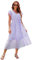 VintageClothing Damen-Sommerkleid, lässig, Blumenmuster, Boho-Kleid, fließend, V-Ausschnitt, Rüschen, A-Linie, Plisseesaum, Midi-Kleider, Jacquard-Punkt-Flieder, X-Groß