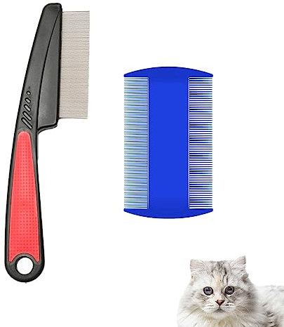 2 PCS Flohkamm, Flohkamm für Katzen und Hunde, Läusekamm Staubkamm, Läusekamm Staubkamm für Hunde Katzen, Effektiv Gegen Flöhe & Läuse Profi Floh Kamm für Hund & Katze