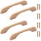 4Pcs Tirador Madera Tiradores Madera de Muebles Tiradores para Cajones Armarios Cocina Madera para Armarios, Longitud Total 160mm(Planos)