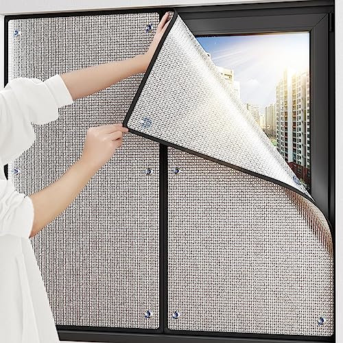 Zlovne Reflektierende Sonnenschutzfolie,Fensterfolie Blickdicht,Sichtschutz Wärmeisolierung Dachfenster innen oder Außen UV-Schutz für Büro und Haus,Wärmeschutzfolie Hitzefolie (90x120cm/35 x47)