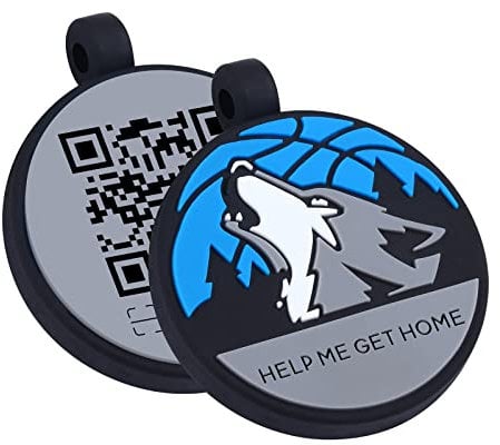 THELUCKYTAG Personalisierte Erkennungsmarken, graviert mit 3D-QR-Code für Hunde und Katzen, Silikon, leise, Haustiermarke – Online-Profil erstellen, keine App-Anforderung (Blau-Wolf-Black QR)