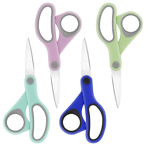 Asdirne Student Schere für die Schule: 5 Zoll 4 Pack scharfe Spitze Lehrer Schere für Kinder Middle High School College Klassenzimmer Handwerk, komfortable Grip, rechtshändig