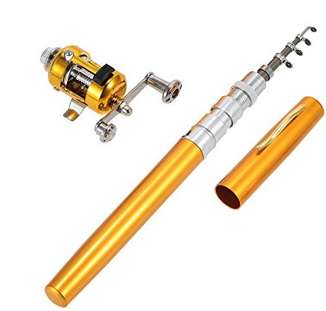 ERYUE Angelrute-Angel Reel Combo Kit Set Mini Teleskop bewegliche Taschen-Feder Angelrute Pole + Reel Aluminiumlegierung Angelzubehör