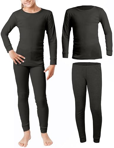 OCERA Winter Thermowäsche-Set für Kinder, aus Baumwolle für Schnee, Ski, Snowboard, Schlitten Wandern oder zuhause, warme angeraute Innenseite