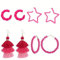 Bcenoilua 4 Paia di Orecchini Rosa Caldo per le Donne Orecchini Geometrici Pendenti Statement Orecchini in Cuore Rosa Orecchini Stratificata Orecchini Pendenti Boho Orecchini Lunghi con Nappe Set