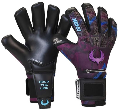 Renegade GK Limitierte Auflage Rogue Shock Wave Torwarthandschuhe Mit Pro Finger Schutz | 4mm Giga Grip | Violett & Blau Fußball Torwart Handschuhe (Größe 7, Jugend, Negative Cut, Level 4+)