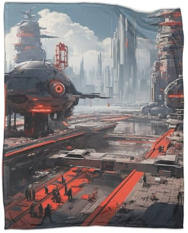 Die Stadt der Zukunft. Plush Blanket 3D Print Blanket Sofa Blanket Warm Fuzzy Blanket Gifts for Bed Sofa Chair and Couch Gifts 50x60inch(127x152cm)