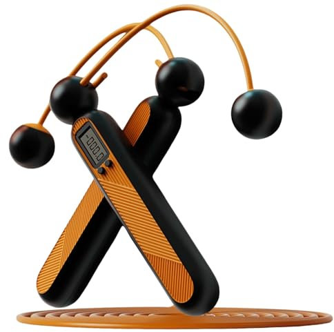 Xfopz Smart Jump Rope, Digital Weighted Handle, Training Jump Rope with Counter, Cordless Weighted Jump Rope with Wireless Ball for Women Indoor Training