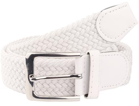 MIRROSI® Flechtgürtel Elastischer Stoffgürtel Flechtgürtel für Damen und Herren (3,5CM Breit, Atemungsaktiv, Super Weich) Geflochtener Stretchgürtel Dehnbarer Gürtel UNISEX (Weiß 105cm)