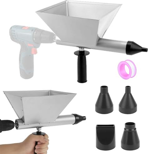 MeYuxg Pistola de lechada de mortero de gran tamaño, pistola de calafateo de cemento de metal con 4 boquillas para taladros eléctricos