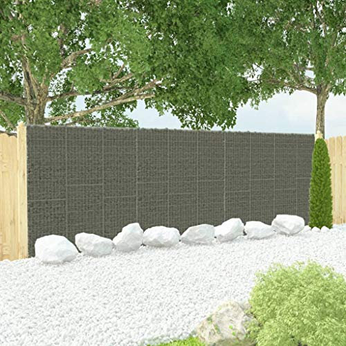Gecheer Mur à Gabion avec couvercles Acier galvanisé 600 x 30 x 200 cm, Panier de Gabion Clôture en Maille pour Jardin, Terrasse, Extérieur Décorative