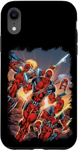 iPhone XR Marvel Deadpool Family Battle Charge Distressed Comic Art Case