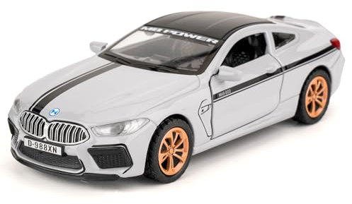 TGRCM-CZ 1/36 BMW M8 Modellauto, Zink Legierung Pull Back Spielzeugauto mit Ton und Licht für Kinder Jungen Mädchen Geschenk (Grau)