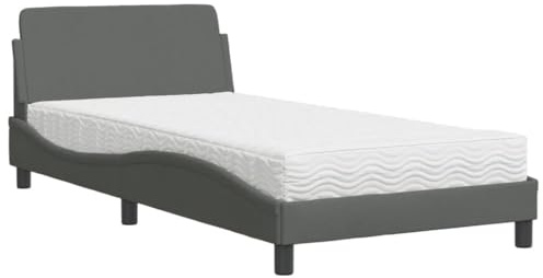 vidaXL Bett mit Matratze Dover Dunkelgrau 100x200 cm Stoff