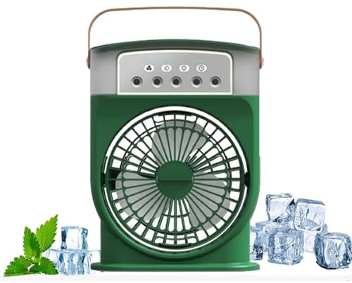 HFMLU Polarlux Air Cooler,Airfrost Air Cooler Fan,Polarlux Air Conditioner,Polarlux Ice Fan,Polarlux Portable Cooling Fan with Water,Rechargeable Portable Cooling Misting Fan (Green)