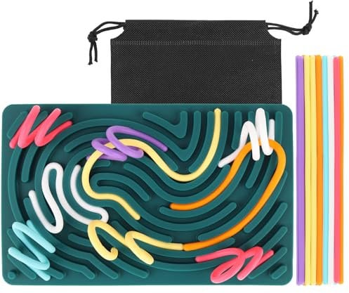 ddLUCK Sensorik Activity Board, Silikon Sensory Fidget Spiel Toys, Doppelseitiges Sensorisches Spielzeug zur Autismus ADHD für Kinder ab 3 Jahr & Erwachsene, mit Reisetasche & 20 Zubehör Schnüren