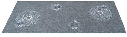 Läufer Tischdecke Leinen-Optik Bestickt Deko Esszimmer Serie Pusteblume Tischwäsche Stickerei Blumen Ornamente Deckchen Typ887 Tischläufer 40x90 cm grau