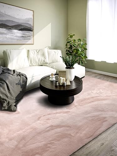 Villeroy & Boch Shaggy Teppich Leon - Flauschiger Hochflor Wohnzimmerteppich - Einfarbig Weich Pflegeleicht Langflor für Wohnzimmer Esszimmer, Schlafzimmer, Kunderzimmer - Altrosa, 200x290 cm