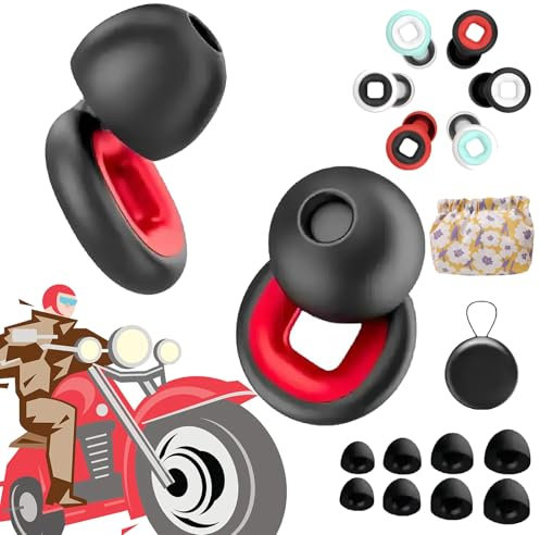 Artvive Ohrstöpsel, Ohrstöpsel Motorrad Windgeräusche, Motorrad Ohrstöpsel, 27 dB, Super Soft Reusable Flexible Silicone Hearing Protection (Rot)