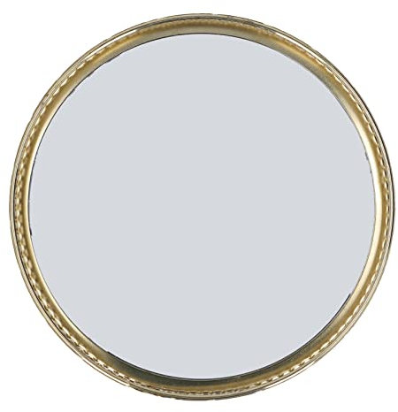 Bandeja de Espejo, Bandeja de Almacenamiento Grande de Metal Pulido y Redonda para Oficina