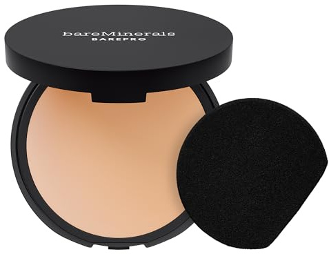 bareMinerals Barepro 24HR Skin-Perfecting Powder Foundation, Matte Pressed Powder Foundation Full Coverage with Plant-Based Squalene, Oil Control, Vegan - Fair 17 Neutral