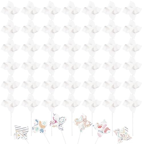 CRASPIRE 48 Juego de Molinetes de Papel para Manualidades Molinetes de Papel En Blanco Kits de Manualidades para Niños Y Niñas Actividades de Verano Grupos Escolares Guarderías Manualidades Proyectos