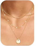 FIOROYAL 3 Pezzi Collana Oro per Donna Ragazza Collane a Strati Set Collana Placcatura in Oro 14K Regolabile Collana Pendente Moneta Cerchio e Croce Collana Gioielli Eleganti e Regalo Perfetto Pie