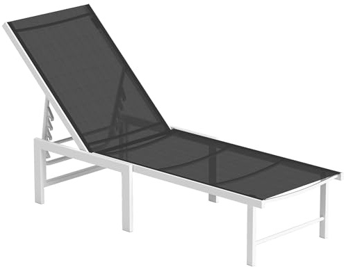 Outsunny Lettino Sdraio con Schienale Regolabile su 5 Livelli, Sdraio da Giardino con Seduta Traspirante in Acciaio e Textilene 550g/m², per Spiaggia, Piscina e Giardino, 60x166x84 cm, Grigio