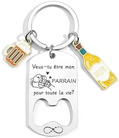 YZLPLP Porte Clé Parrain Cadeau Parrain Cadeau Parrain Marraine Demande porte cle veux tu etre mon parrain Porte Clef Personnalisé Cadeau Homme Anniversaire Cadeau Fête Des Pères (2)