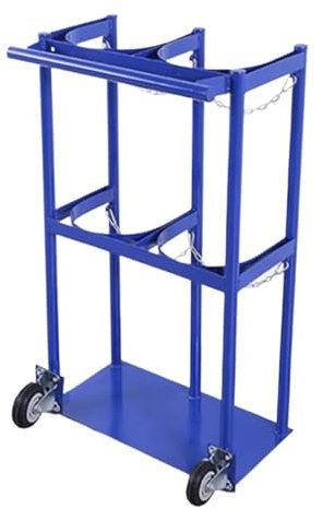 Rolling Nitrogen Tank Holder,Heavy Duty Oxygen Cylinder Rack,Double Cylinder Cart,Gas Cylinder Holder Stand with Wheels & Handle